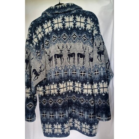 VTG County Clothing Co. Full-Zip Fleece Jacket Nordic Deer & Snowflake Medium - Picture 4 of 6